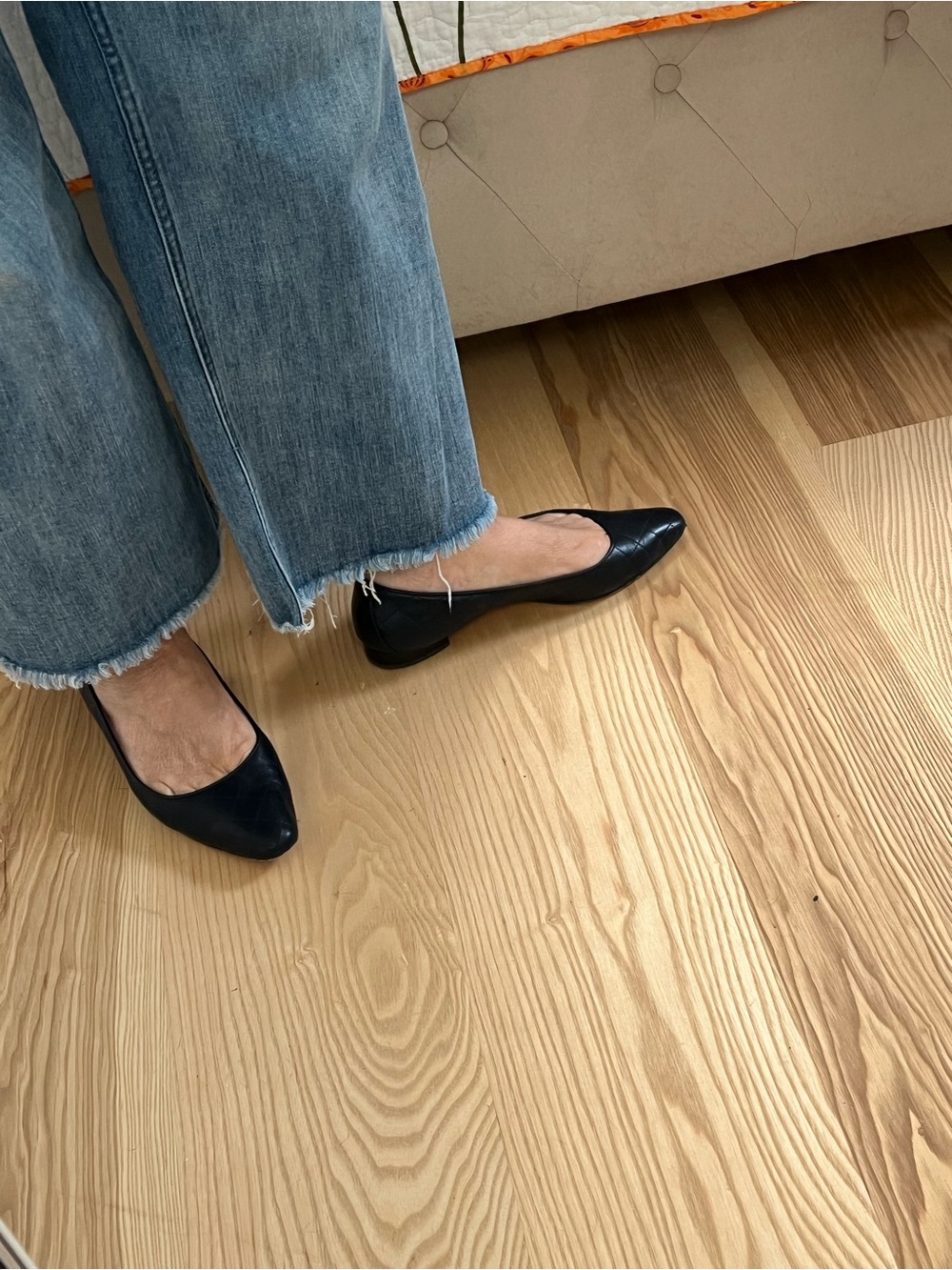 Women's Blue Pointed Leather Ballet Flats Shoes Leather size 40/US8.5